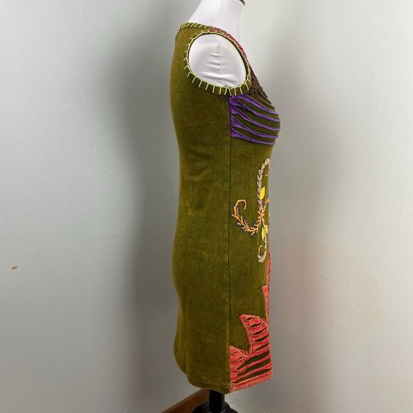 KPC Boho Multicolored Razor Cut Handcrafted Embroidered Dress Small - Picture 4 of 10